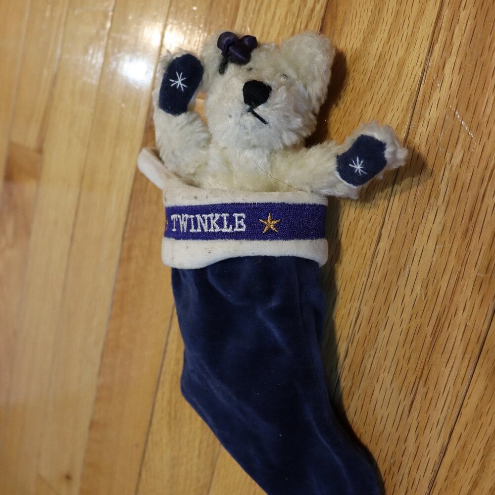 Boyds Bears Twinkle Mini Teddy Bear in Stocking Plush Navy
